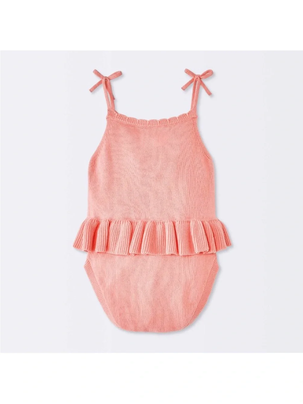 Kids Coral Ruffled One-Piece Romper